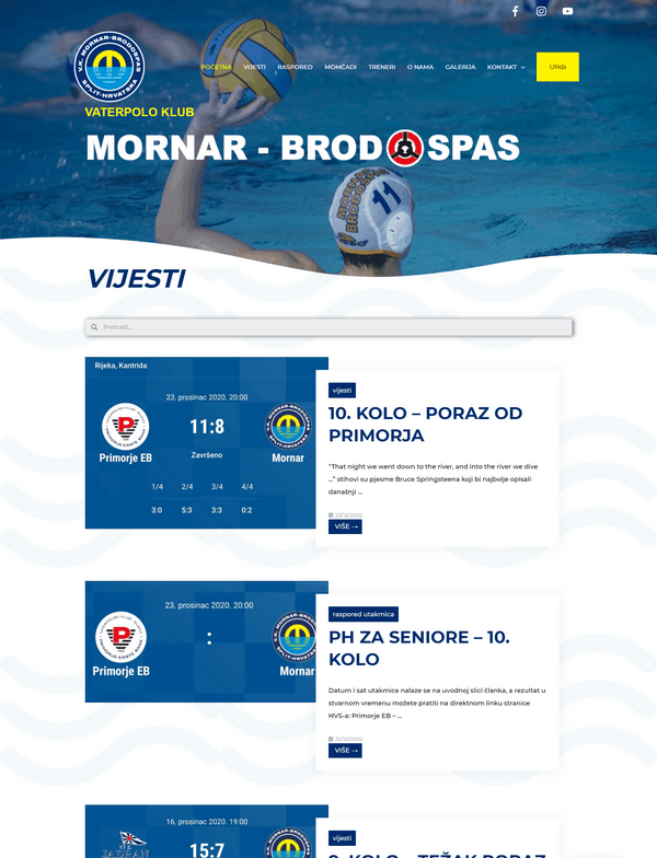 Vaterpolo klub Mornar Brodospas portfolio - Studio Zona Split